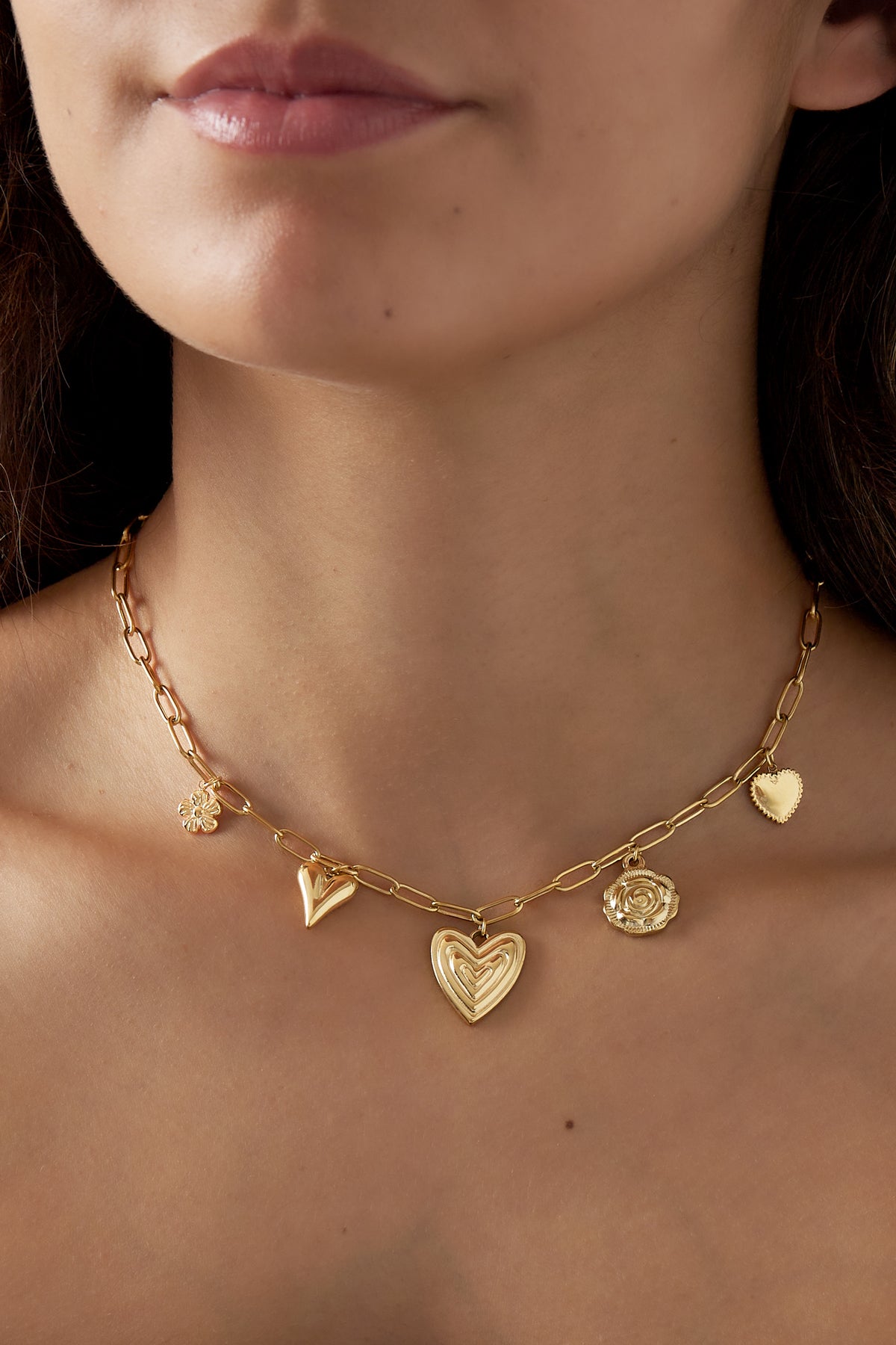HEARTFELT CHARMS KETTING - GOUD