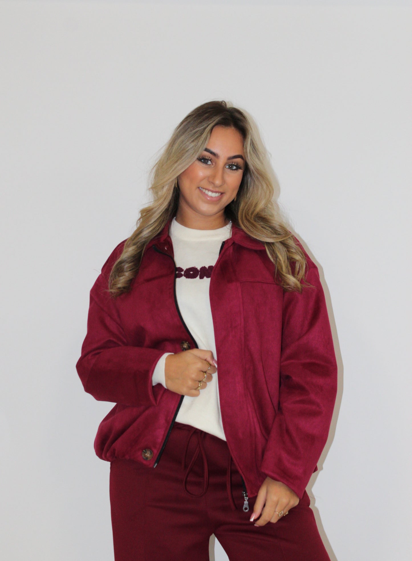 Maya suede jasje bordeaux rood