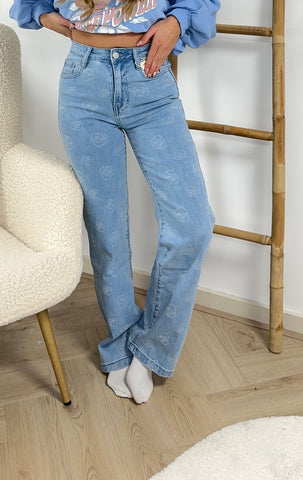 JEANS ROOS WIDE LEG - SPIJKERBLAUW