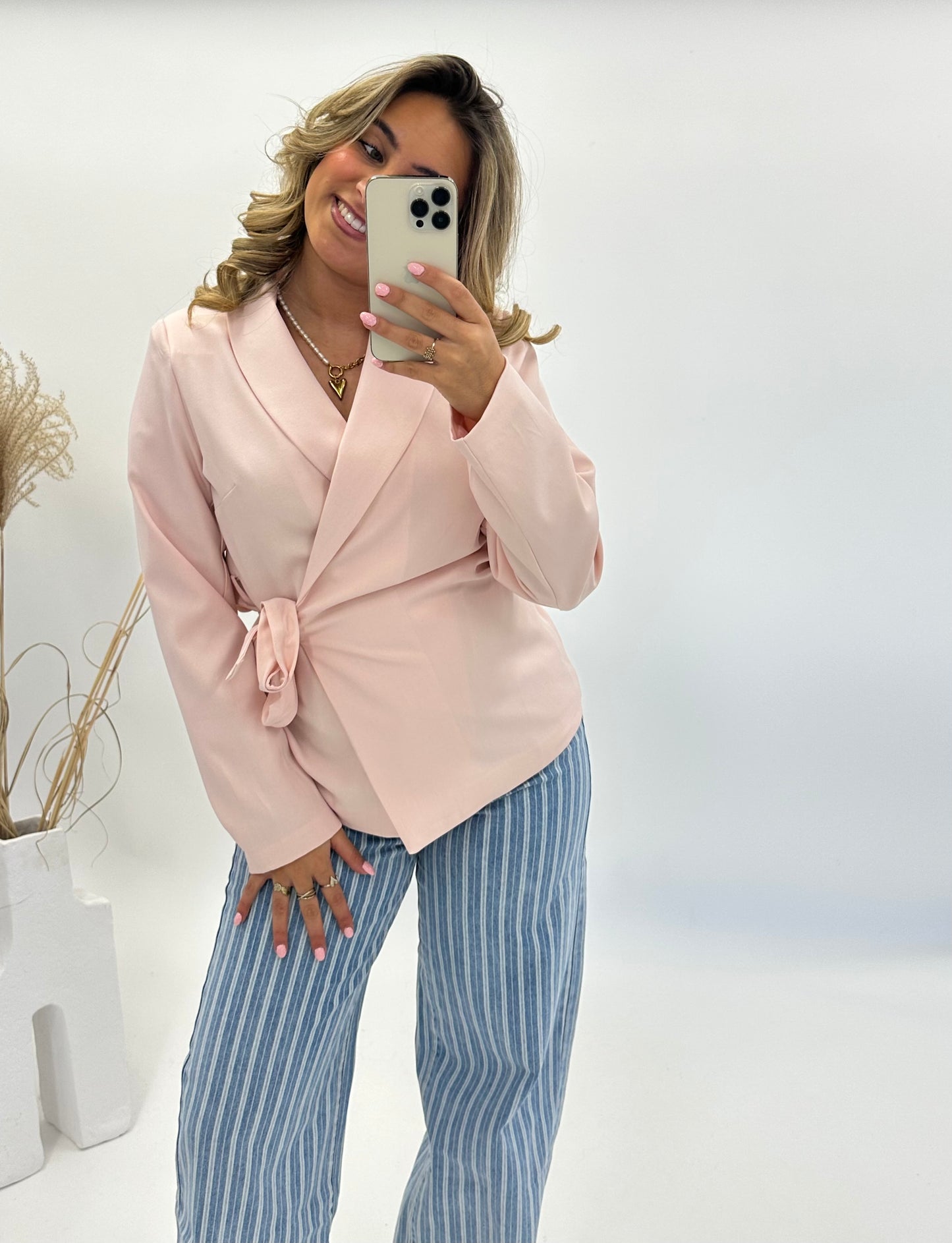 Nora blazer jasje overslag lichtroze