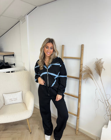 SET JOGGING MAE - DENIM ZWART