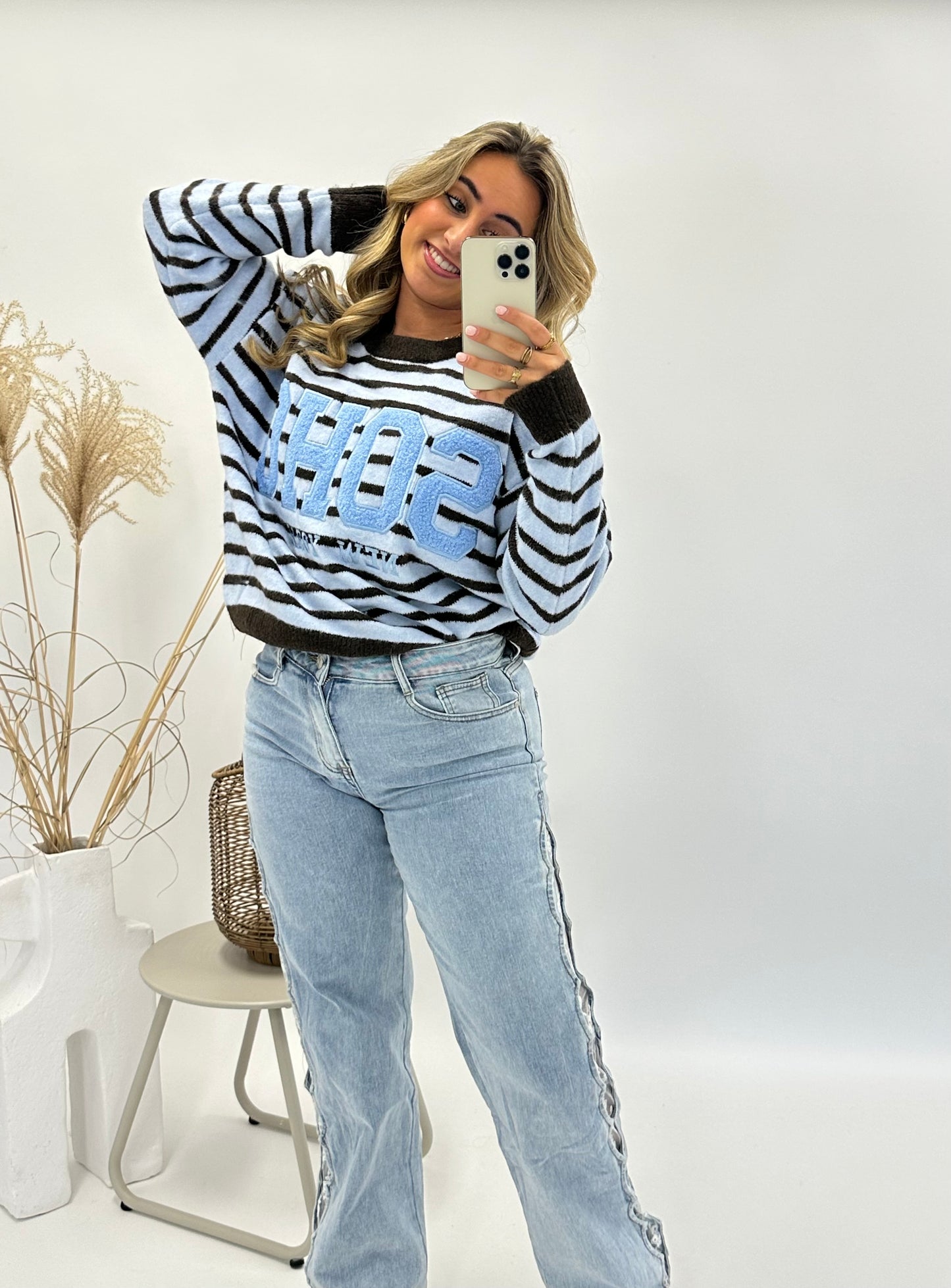 Jill trui SOHO blauw bruin