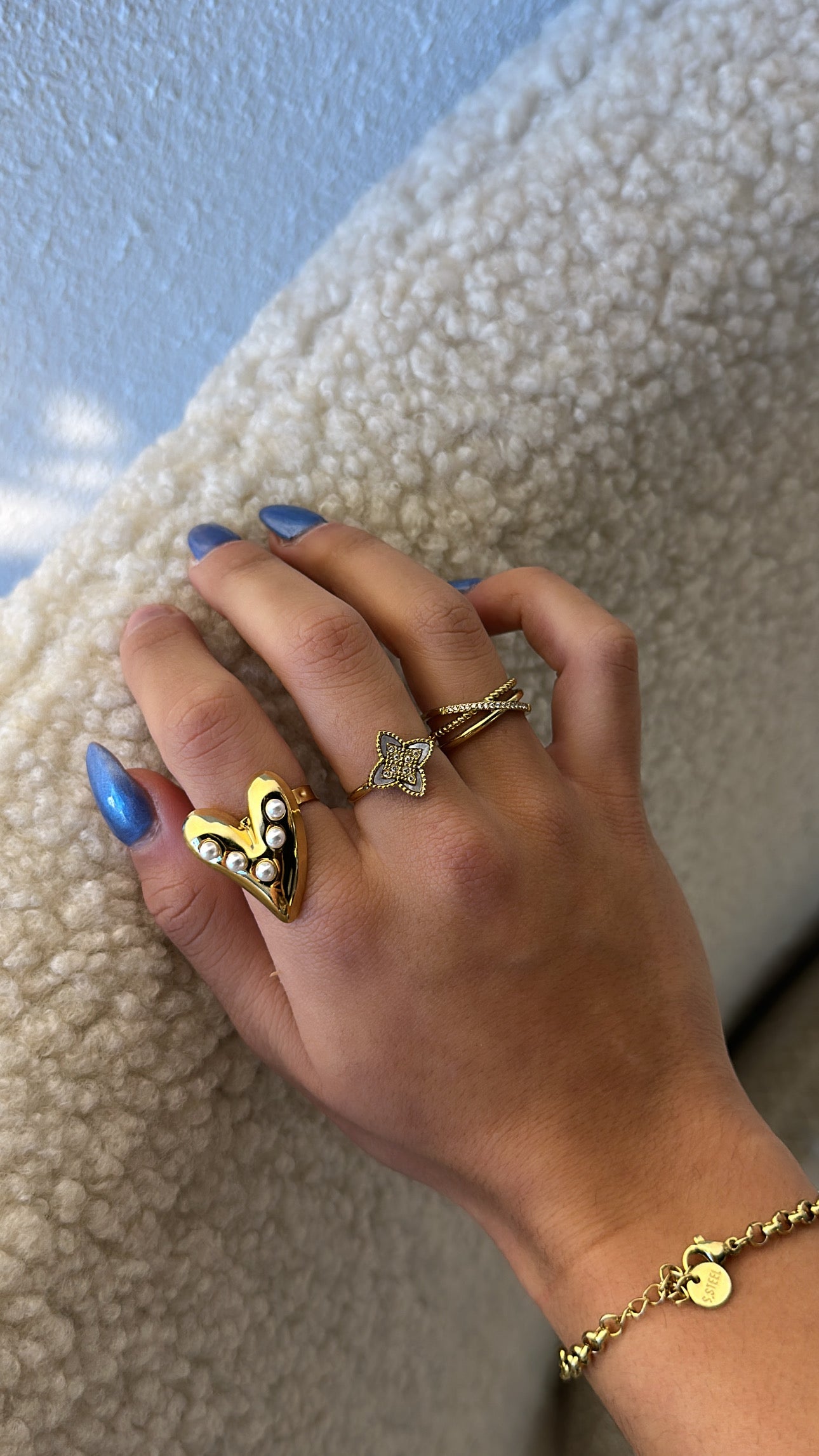 Ring hartje steentje goud