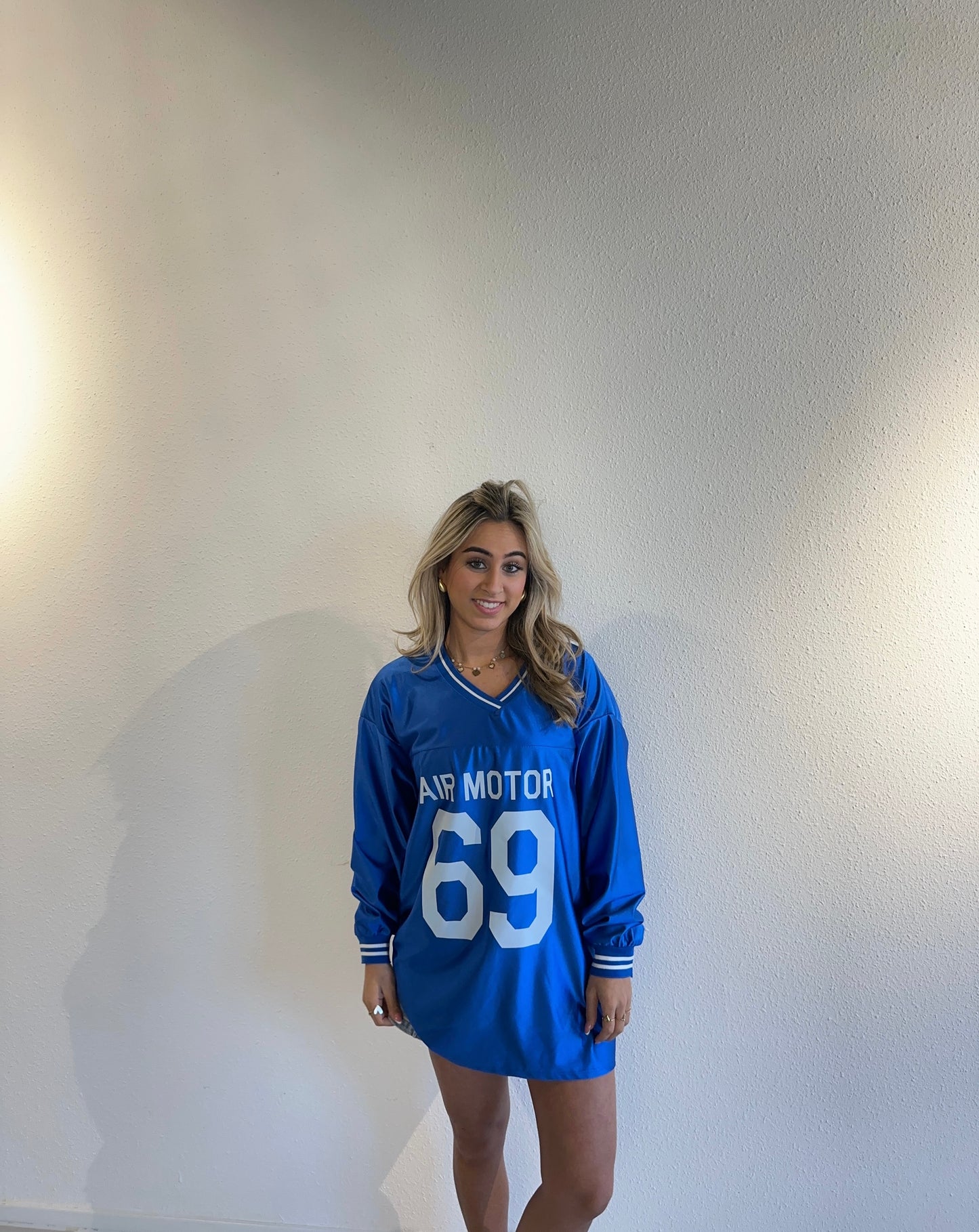 JERSEY SHIRT SATIJN NOVI - BLAUW