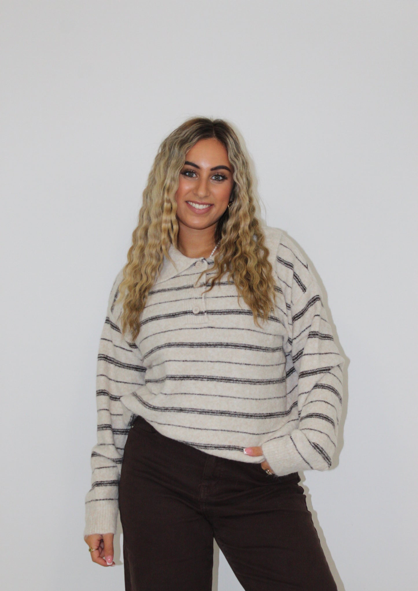 Kady trui amour streep beige