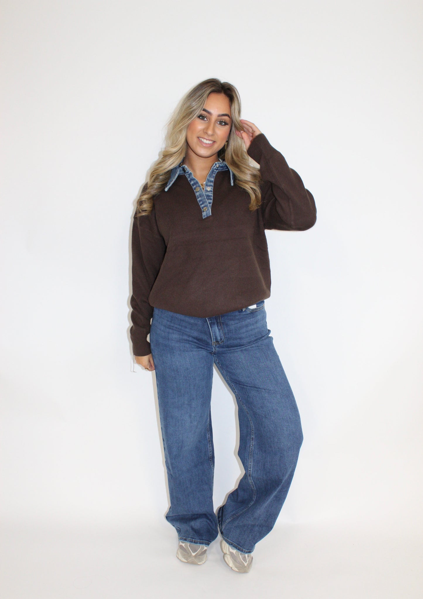 Lio trui denim bruin