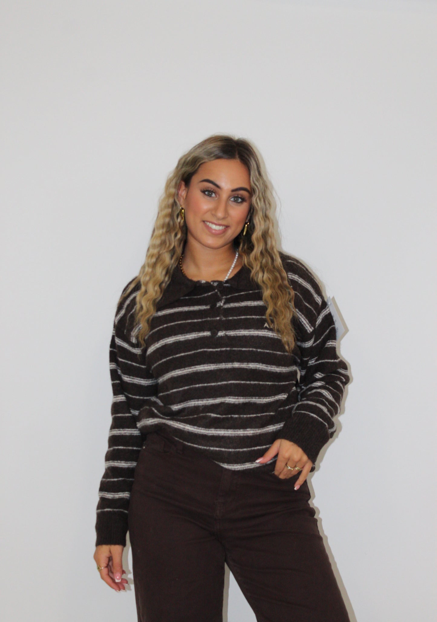 Kady trui amour streep bruin