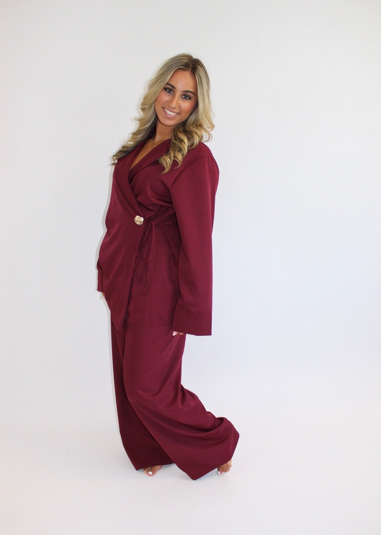 Sofie overslag co ord bordeaux rood