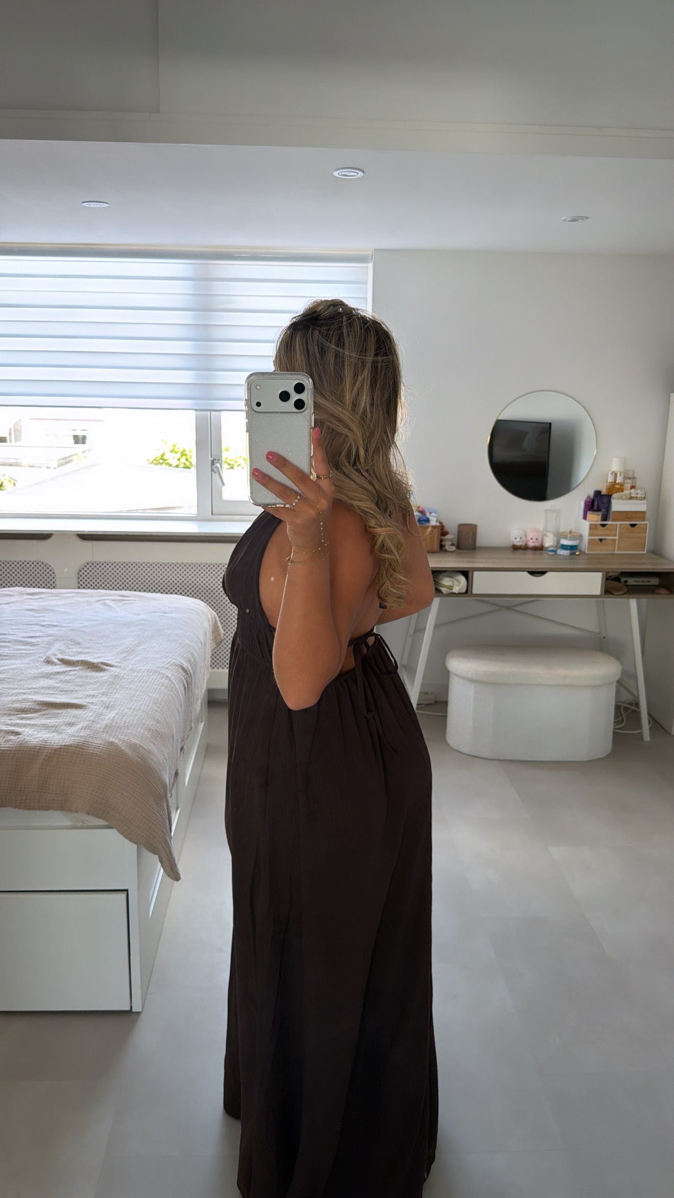 Sterre open back dress - BROWN