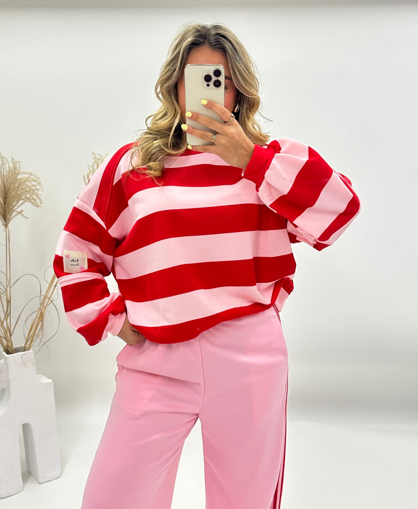 Wendy trui gestreept roze rood