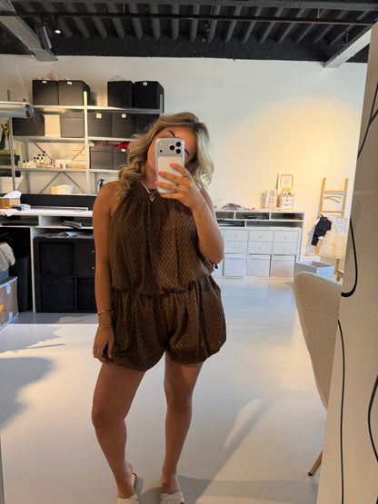 Sara ballon jumpsuit jurkje - BROWN