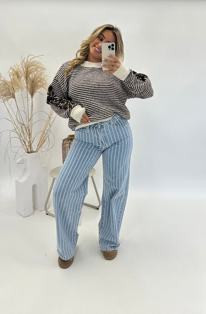 Hannah trui streep bruin