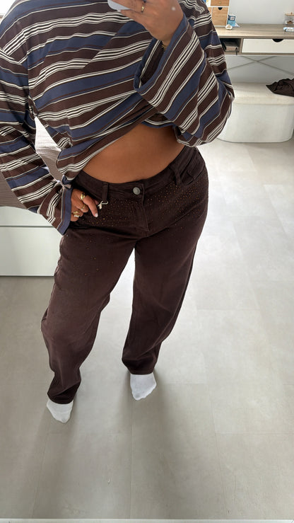 Mariska ballon jeans glitter - BROWN