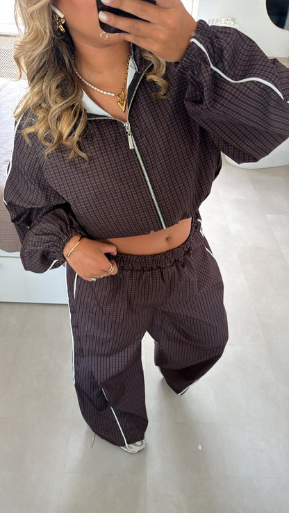 Veerle geruite check set - BROWN