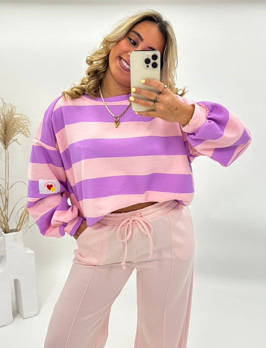 Wendy trui gestreept roze paars