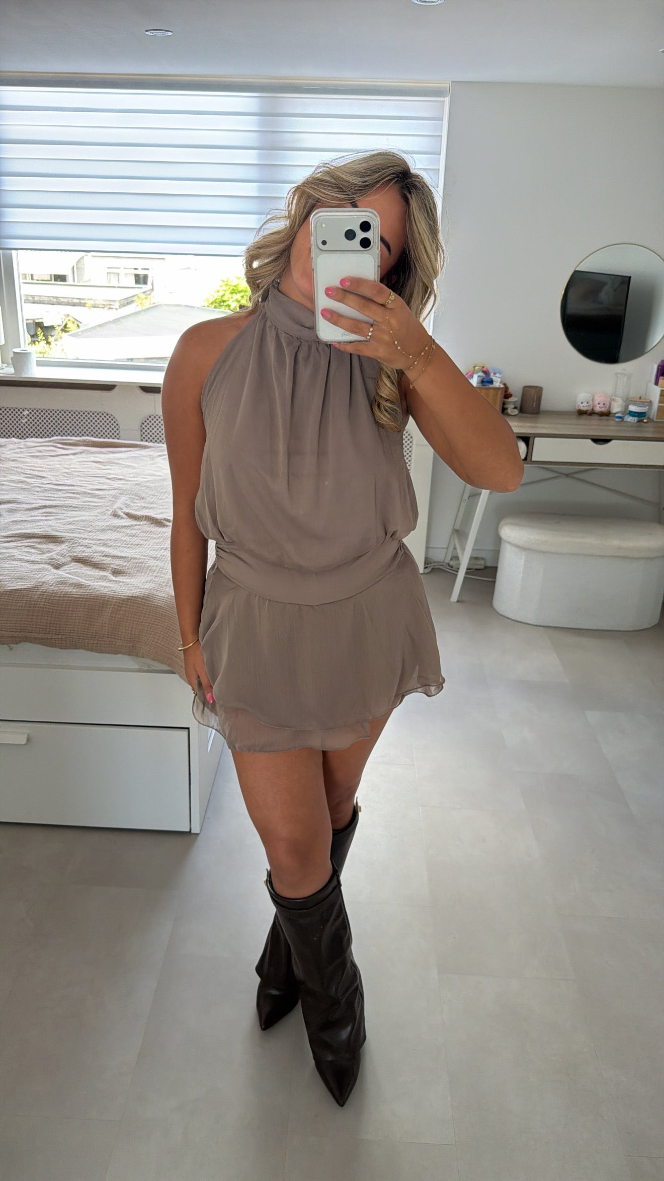Dena jumpsuit jurkje - TAUPE