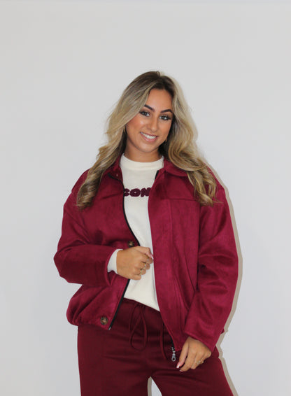 Maya suede jasje bordeaux rood