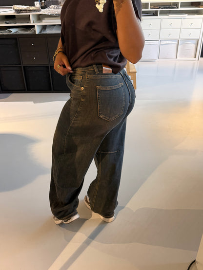 Mila Balloon jeans - BLUE/BROWN WASSING