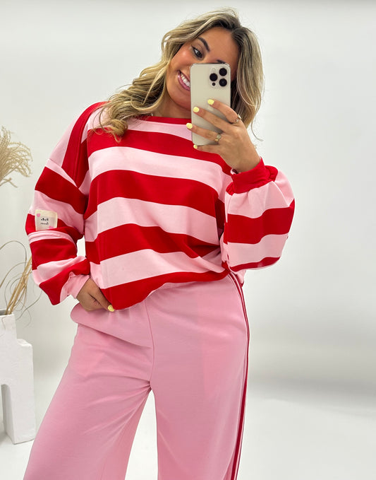 Wendy trui gestreept roze rood