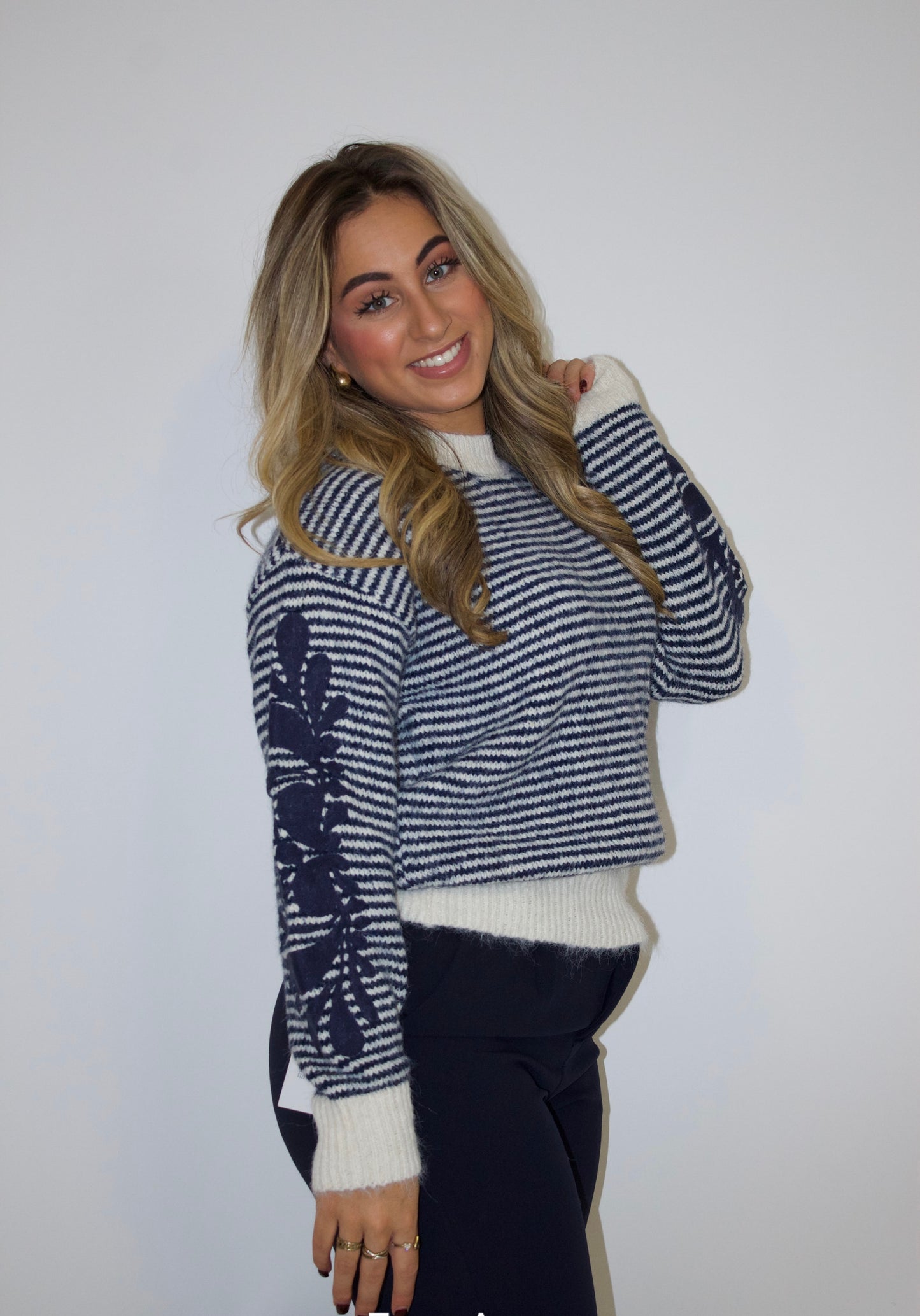 Hannah trui streep blauw