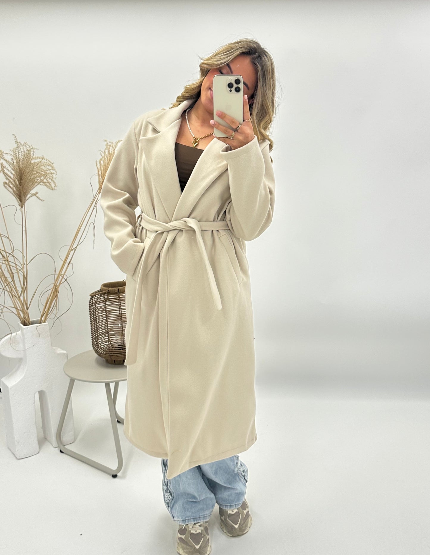 Yara trenchcoat met ceintuur beige