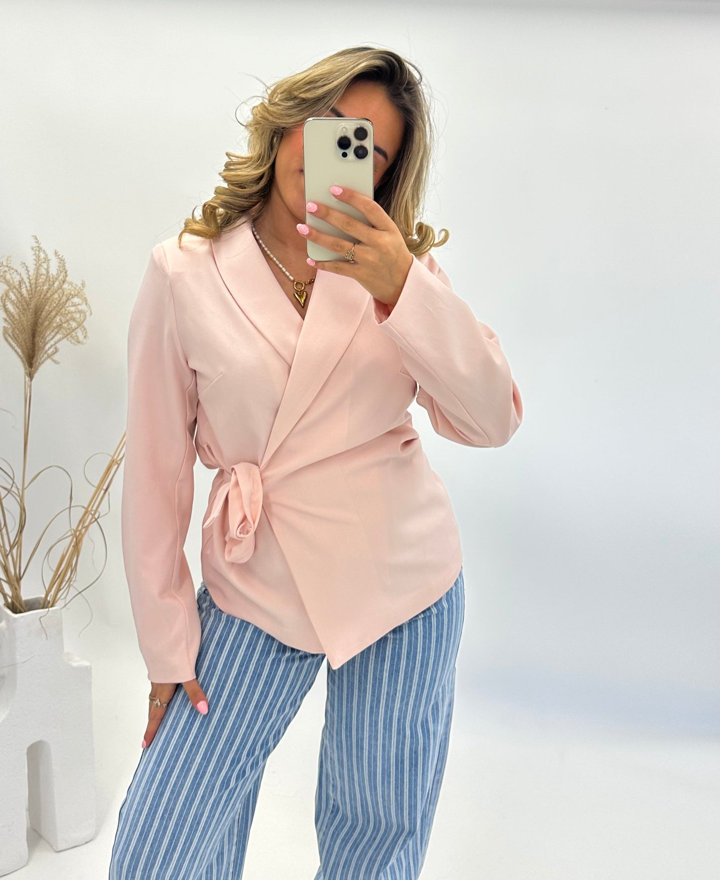 Nora blazer jasje overslag lichtroze