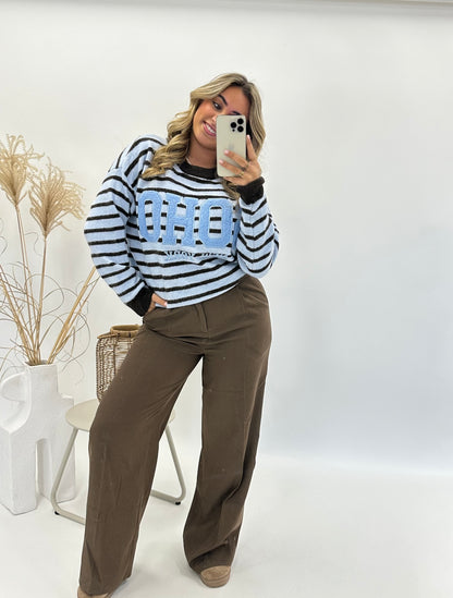 Jill trui SOHO blauw bruin