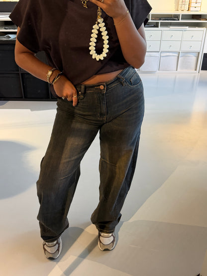 Mila Balloon jeans - BLUE/BROWN WASSING