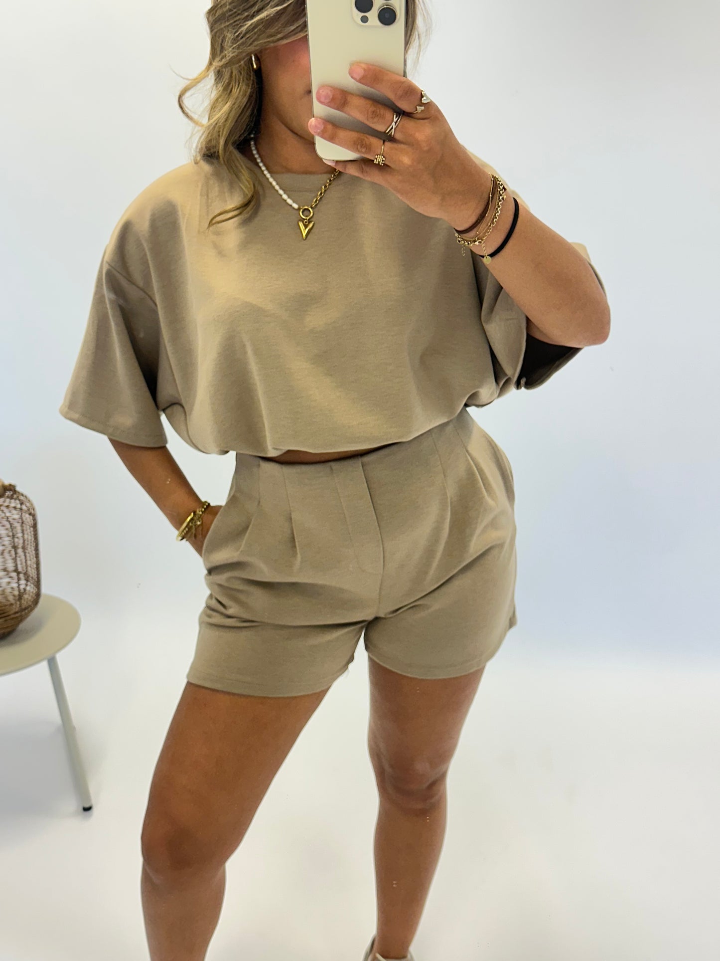 Fay Balloon lounge set kort - Taupe