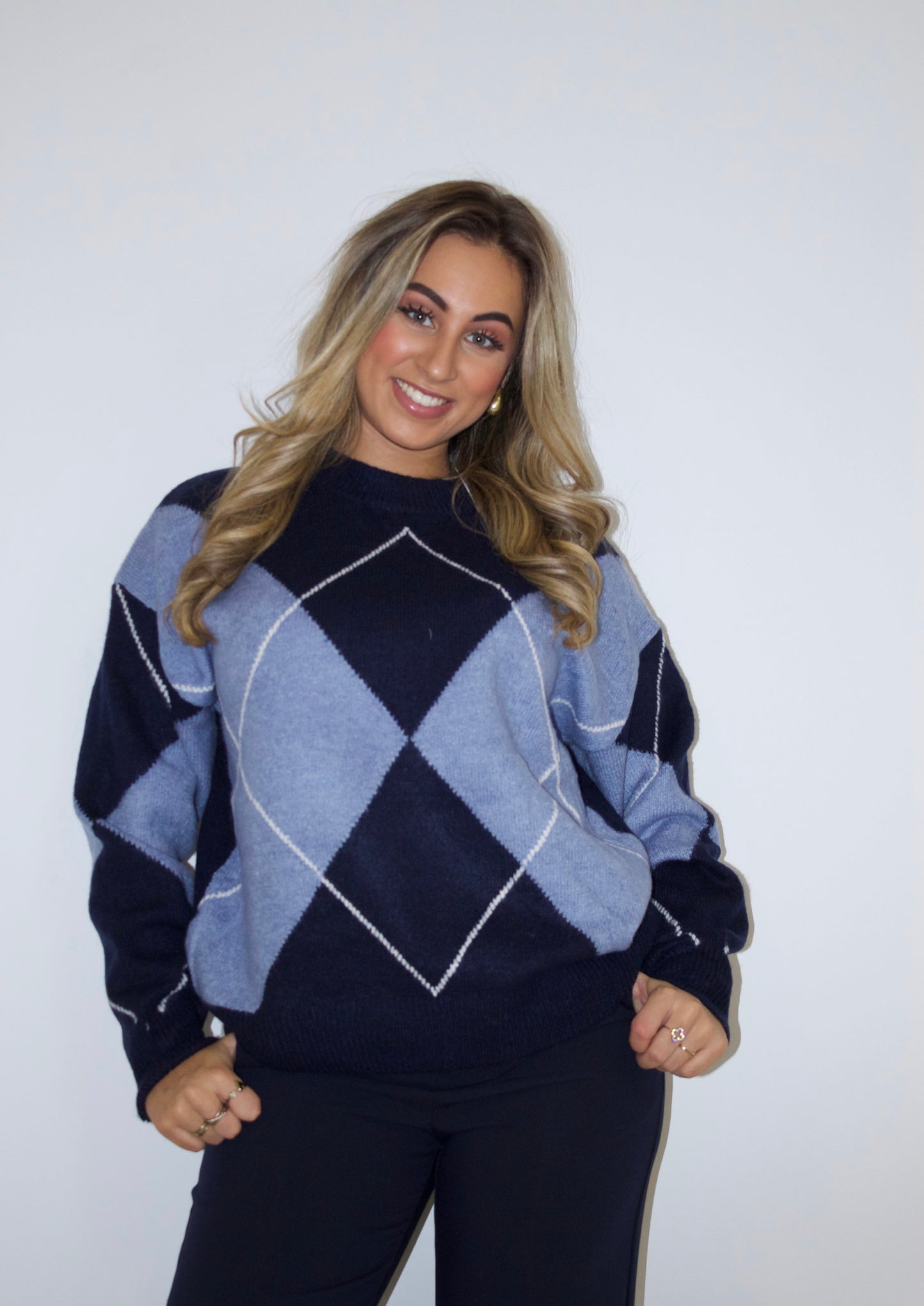 Jenske ruit trui blauw