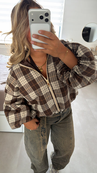 Elise geruite bomberjack - BEIGE