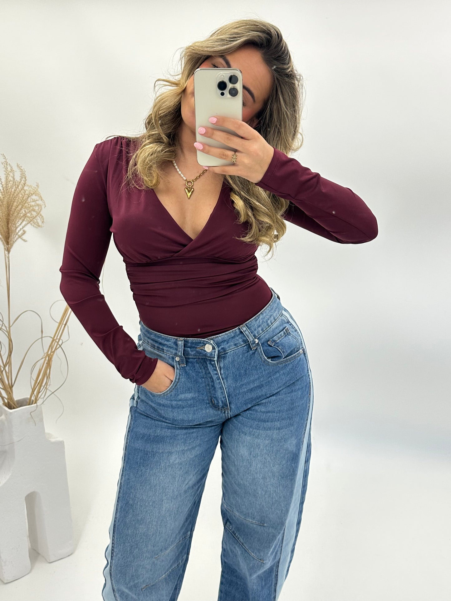 Merel top body bordeaux rood