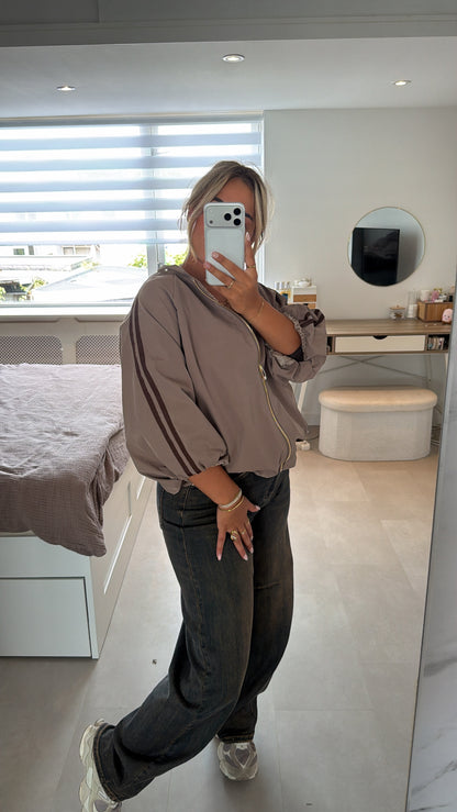 Fleur Balloon stripe jacket - TAUPE