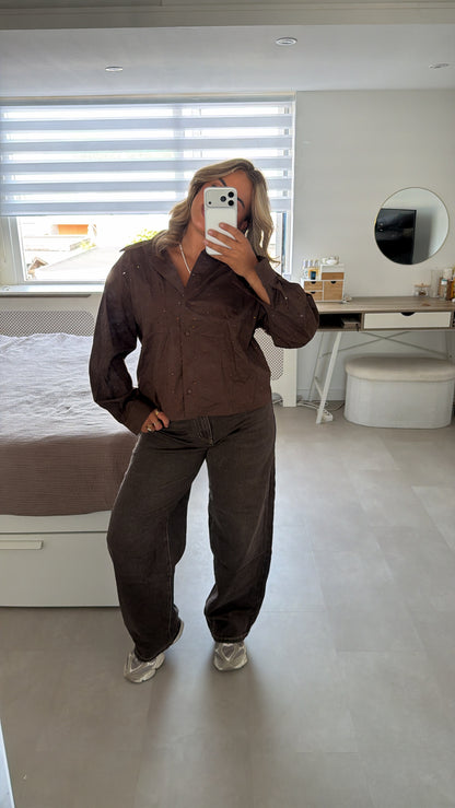 Benthe blouse glitter - BROWN