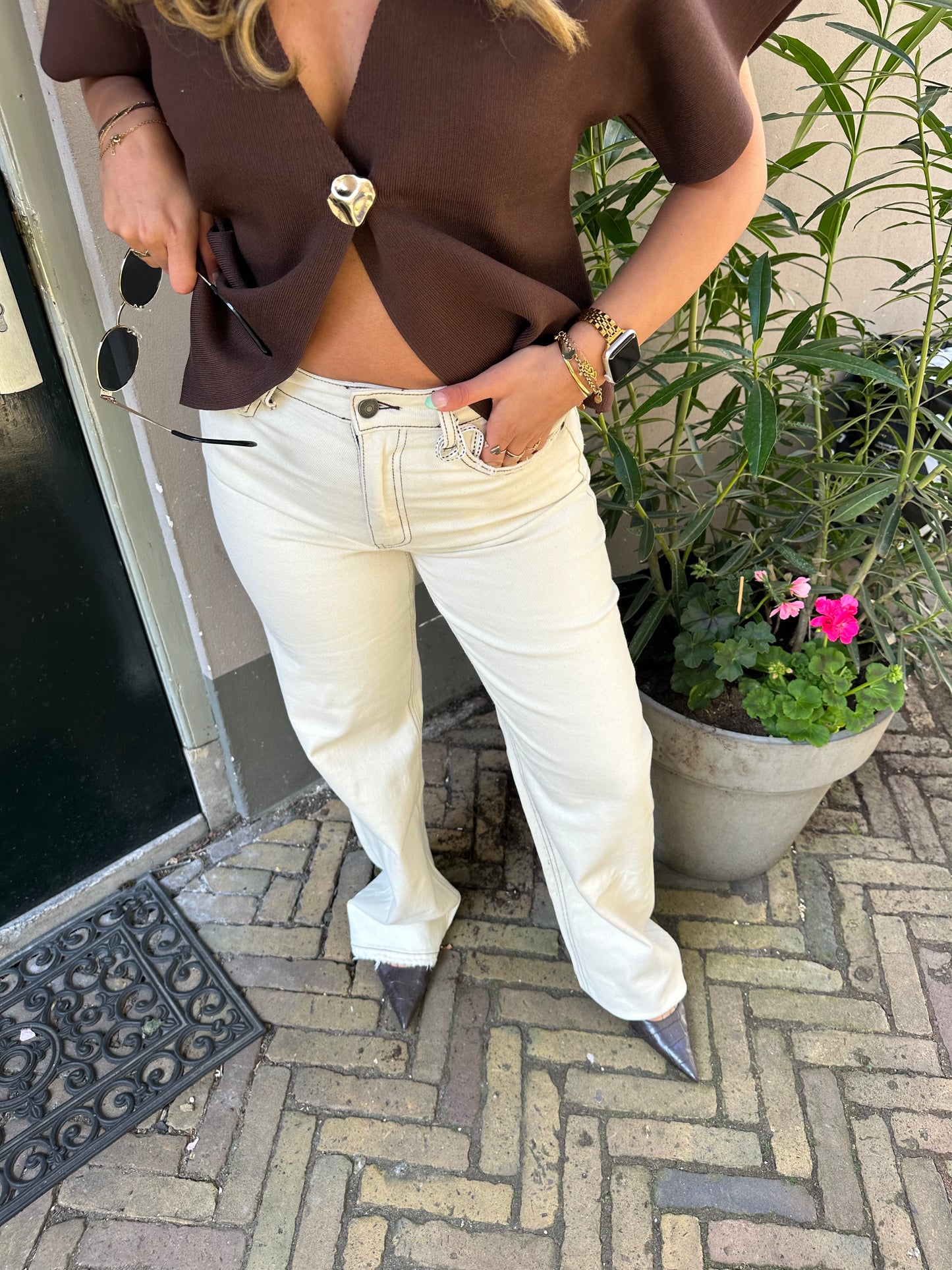 June Tall Wide Leg Jeans – Beige