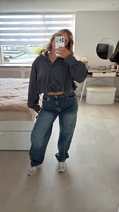 Lina barrel jeans - DARK BLUE