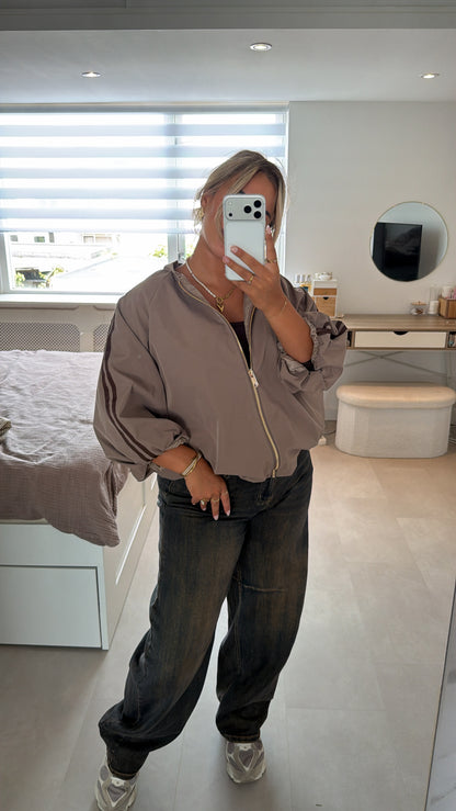 Fleur Balloon stripe jacket - TAUPE