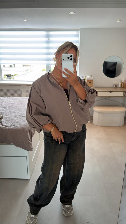 Fleur Balloon stripe jacket - TAUPE