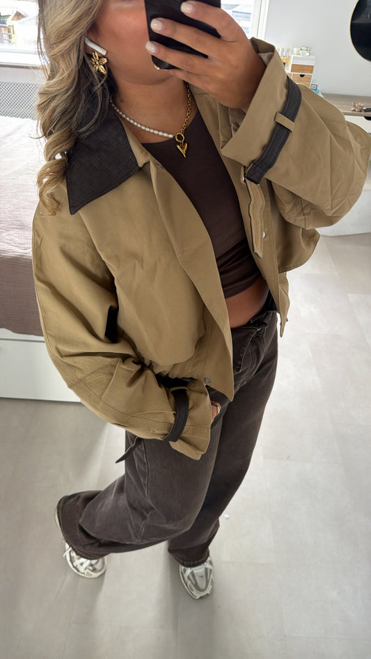 Suze cropped jacket - BEIGE/BROWN
