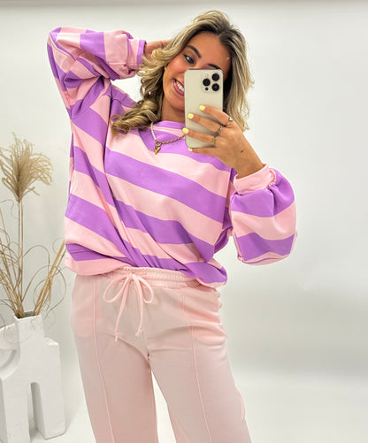 Wendy trui gestreept roze paars