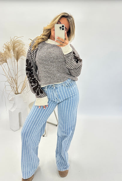 Hannah trui streep bruin