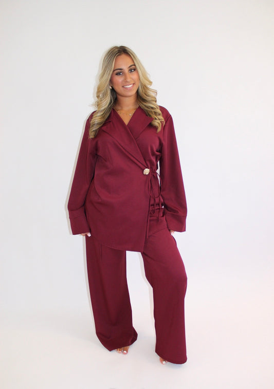 Sofie overslag co ord bordeaux rood