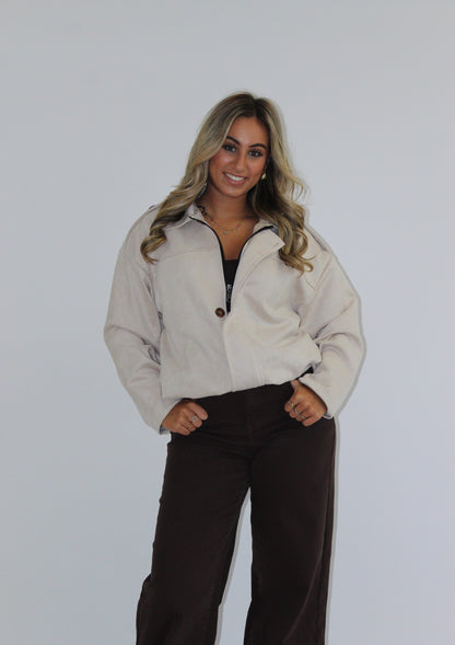Maya suede jasje beige
