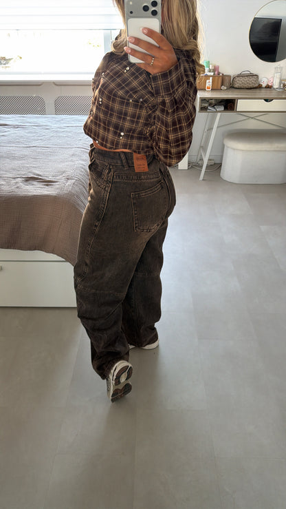 Mila Balloon jeans - GREY/BROWN WASSING