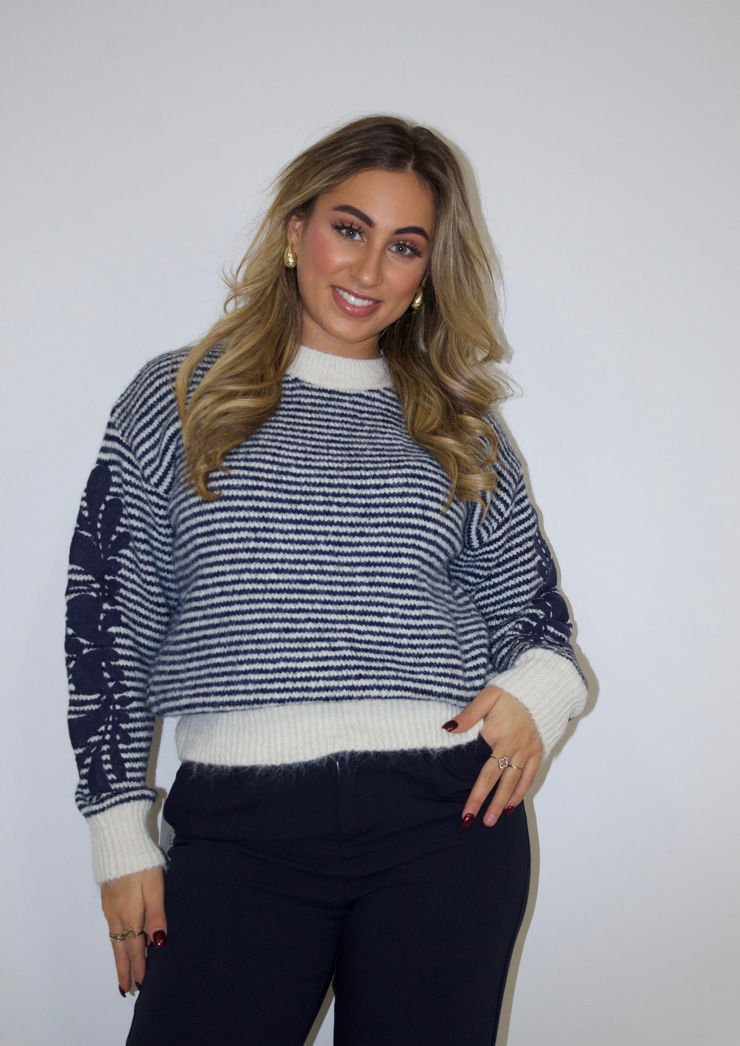 Hannah trui streep blauw