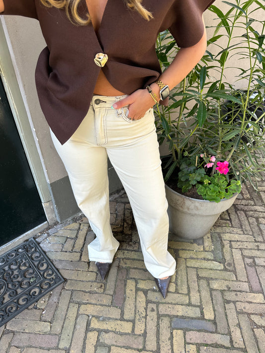 June Tall Wide Leg Jeans – Beige