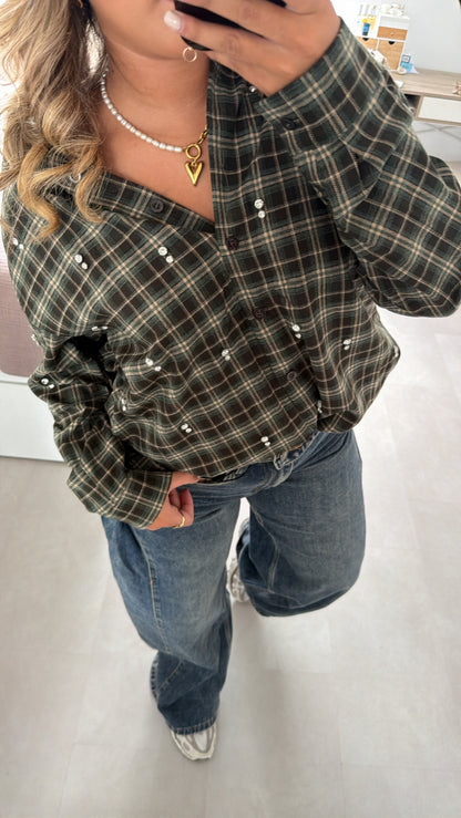Bo blouse vierkant - GREEN