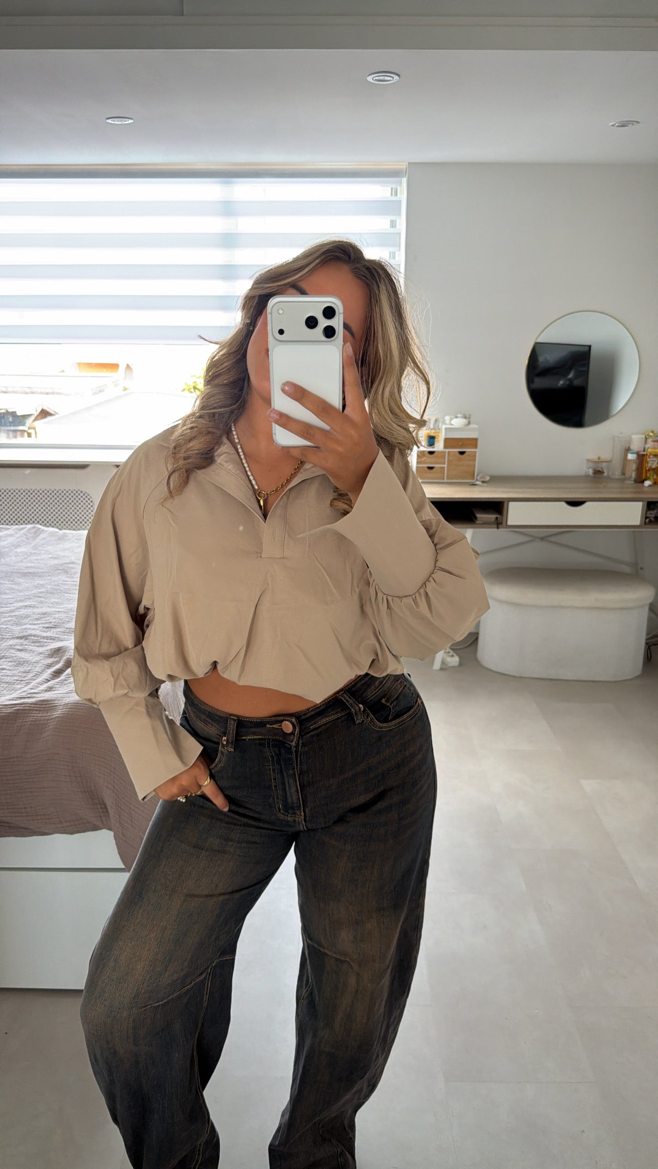 Lieke balloon blouse - TAUPE/BEIGE