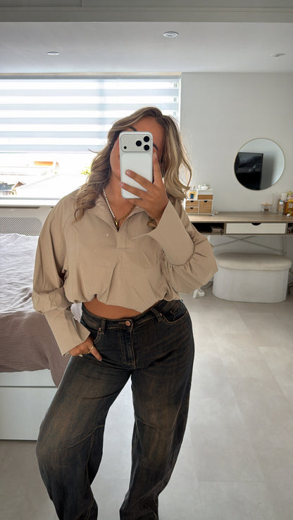 Lieke balloon blouse - TAUPE/BEIGE