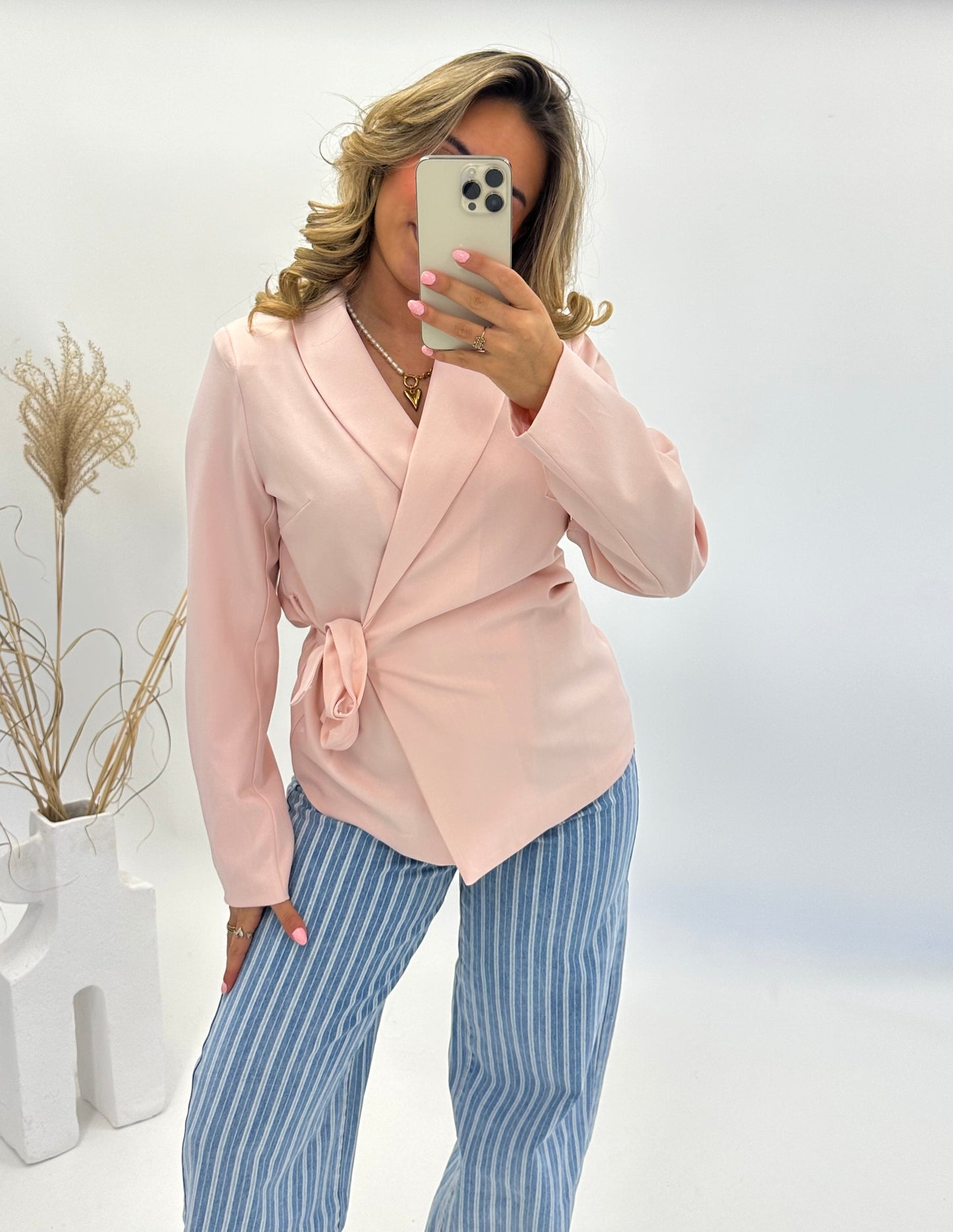 Nora blazer jasje overslag lichtroze